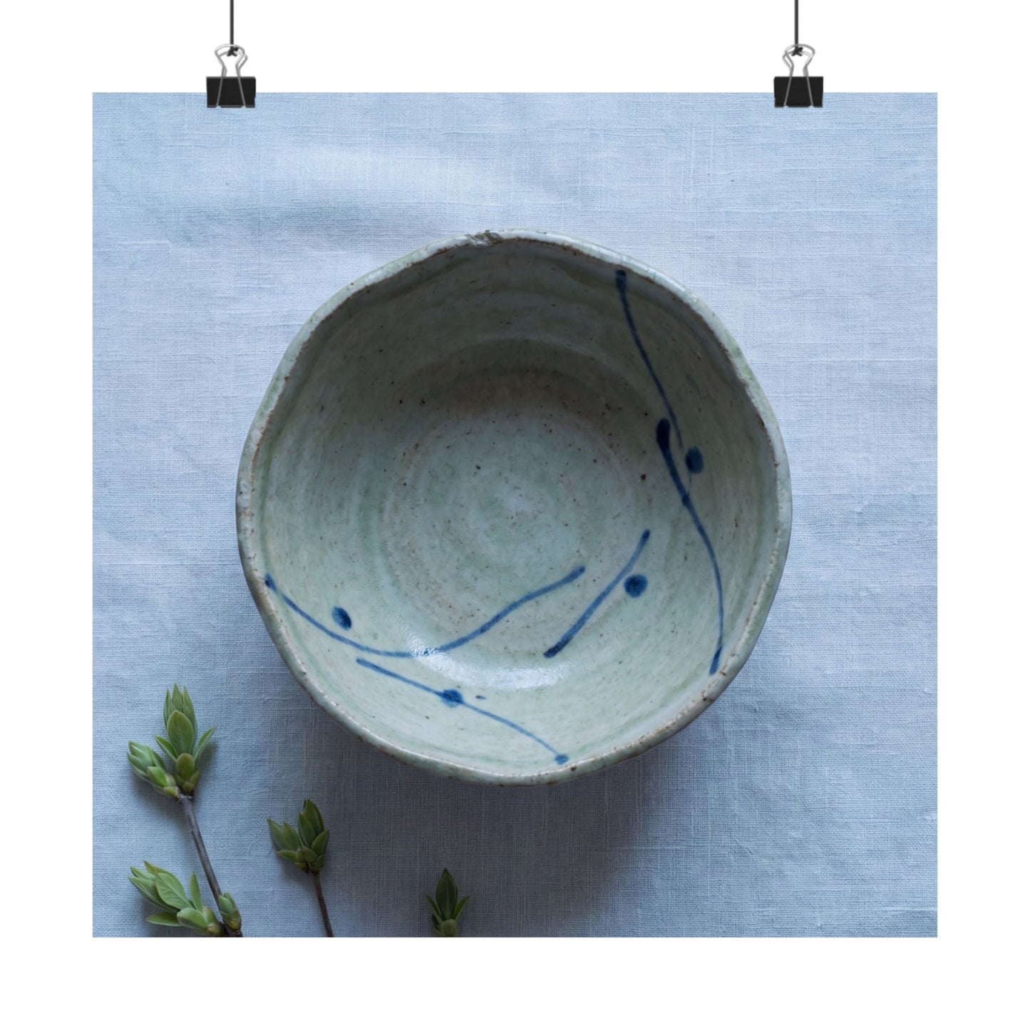 Japandi Ceramic Bowl in Moonlight | Minimal Line Wall Art Print Art Print