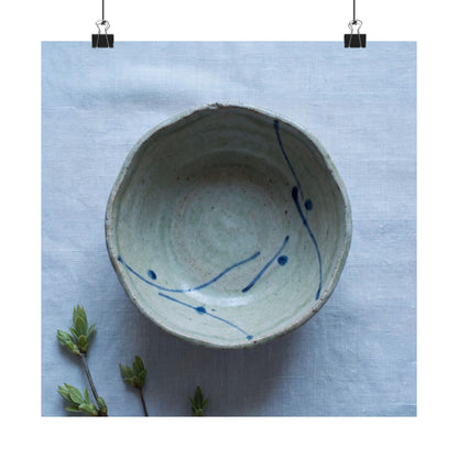 Japandi Ceramic Bowl in Moonlight | Minimal Line Wall Art Print Art Print