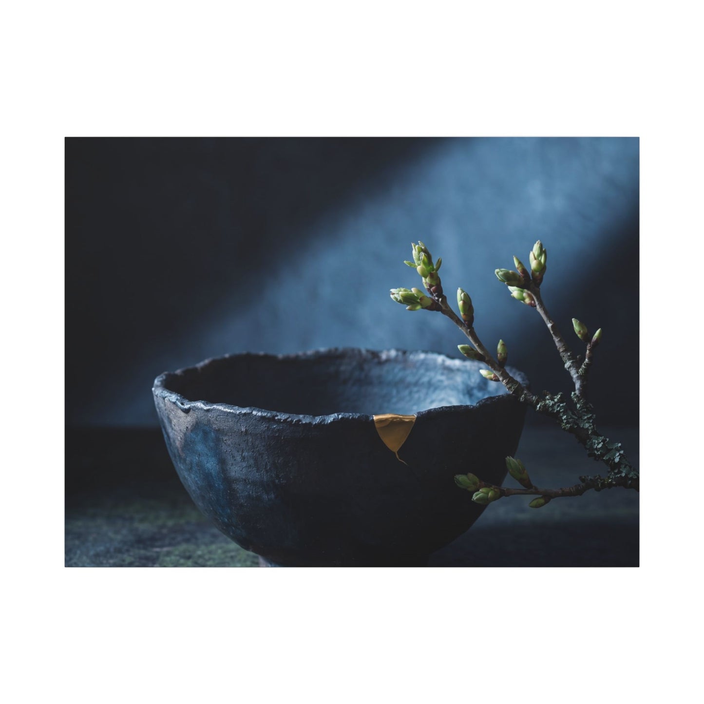 Ceramic Bowl Shadow Zen Canvas Art | Sophisticated Dark Japandi Art Art Print