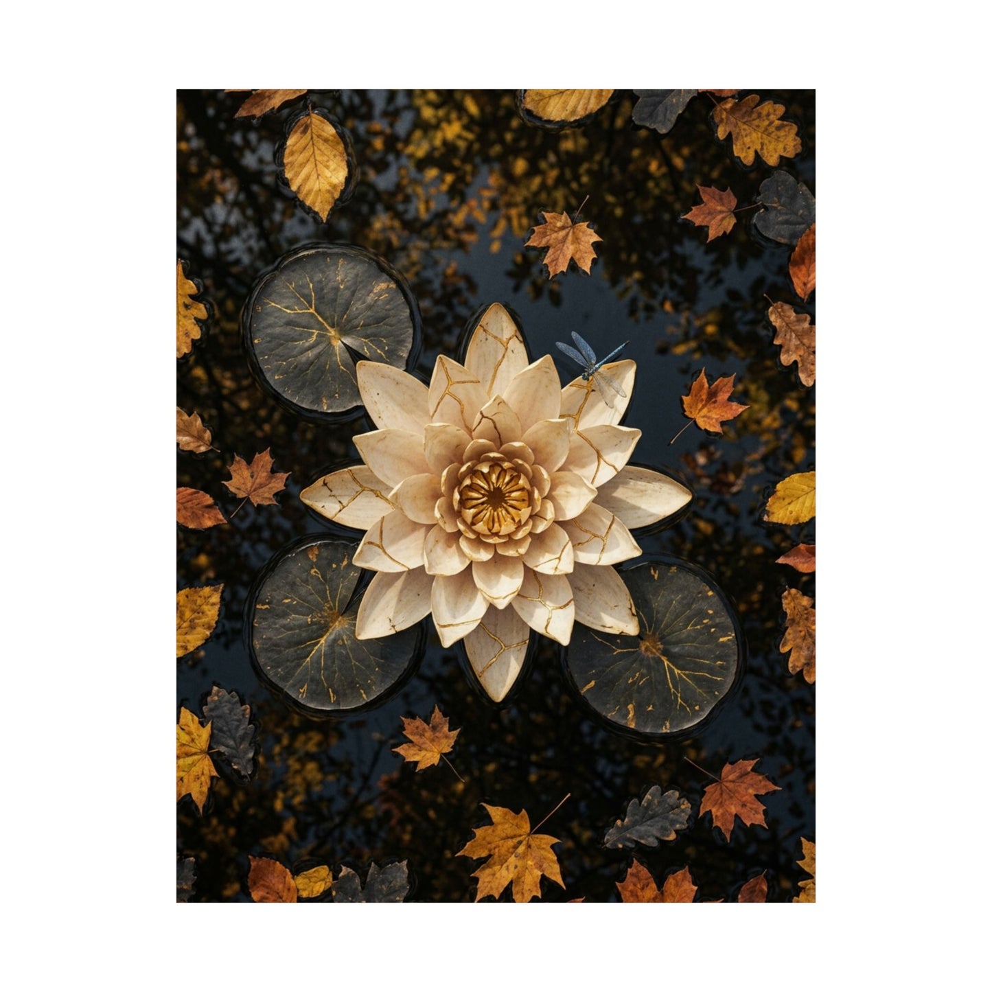 Lotus Flower Gold Repair Wall Art Print | Artful Kintsugi Art