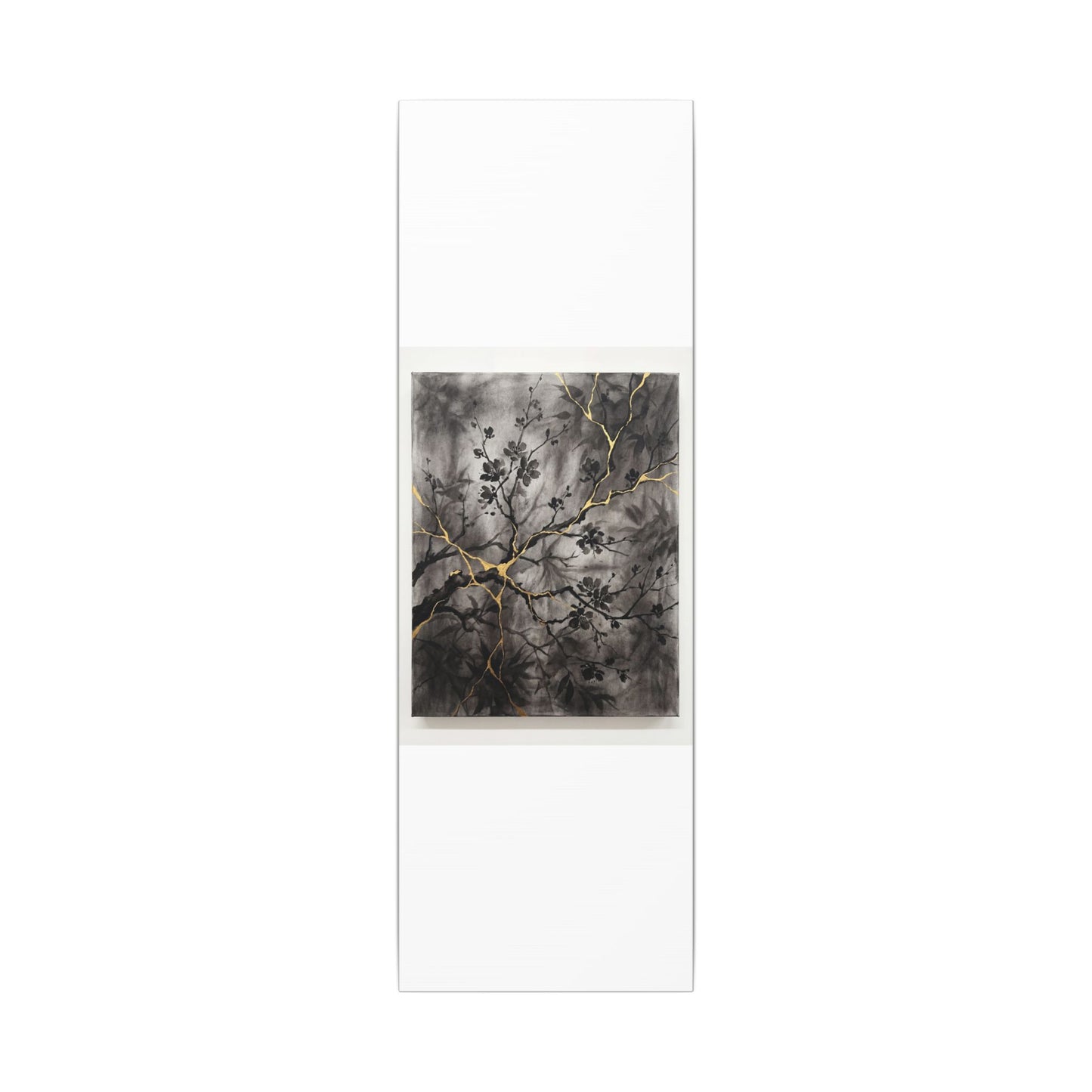 Kanso Cherry Blossom Canvas Art - Kintsugi Crackle Gold