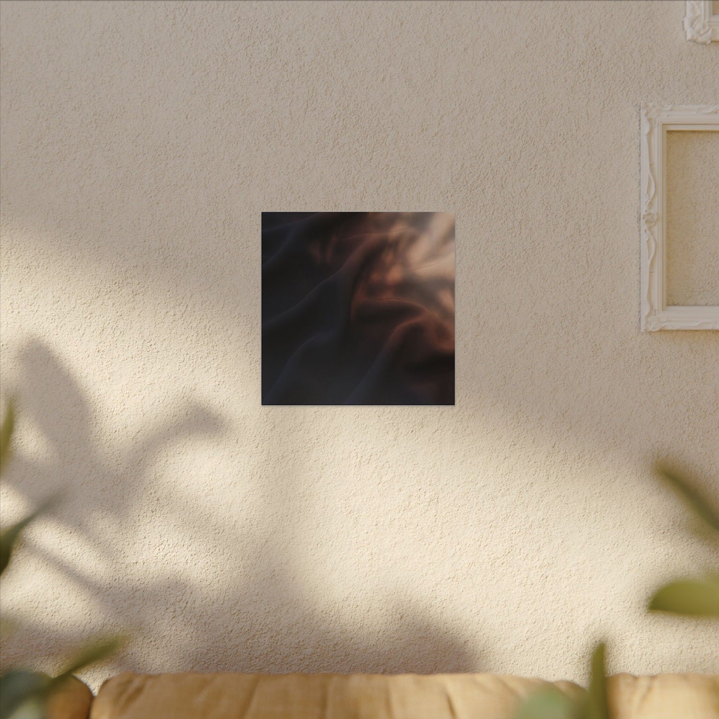 Dark Japandi Silk Drape in Dawn | Shadow Zen Canvas Art