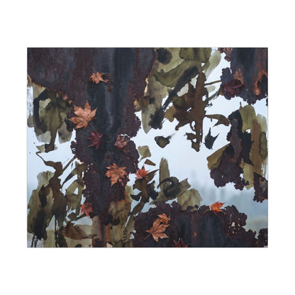Rust Patina Charcoal Ink Canvas Art | Sophisticated Dark Japandi Art
