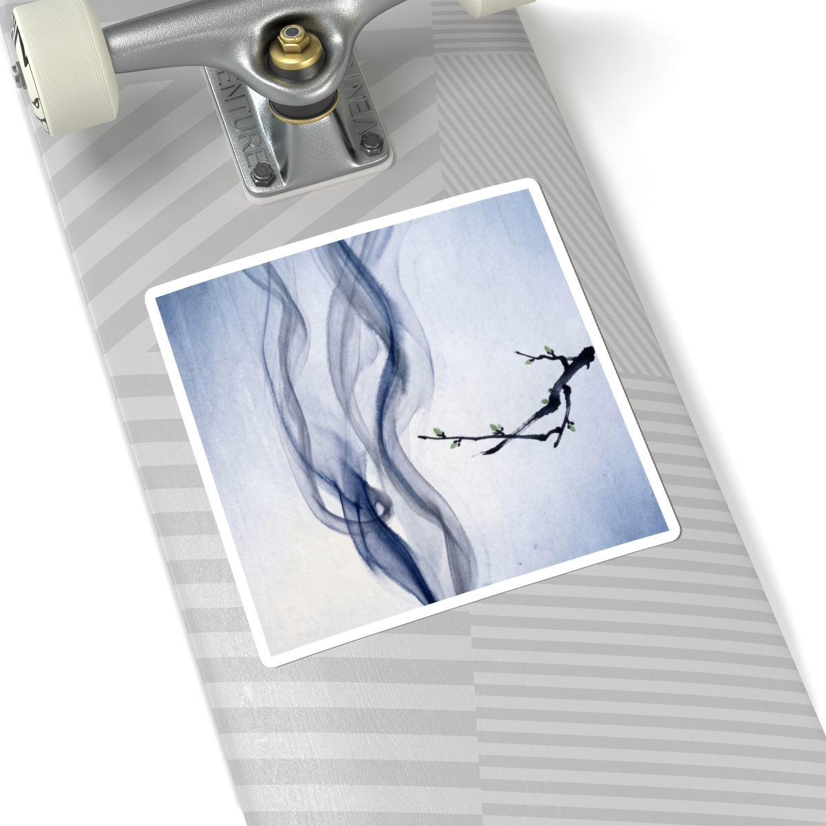 Peaceful Incense Smoke Sticker - Sumi E Zen Art Print