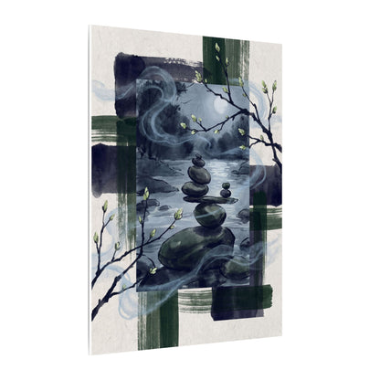 Moonlight River Stones Canvas Art - Zen Shibui