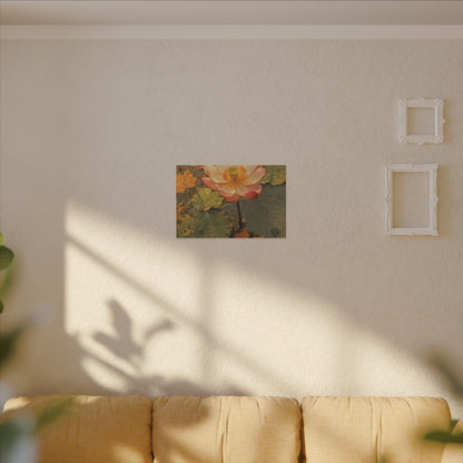 Autumn Lotus Flower Herbarium Canvas Art | Rustic Decor