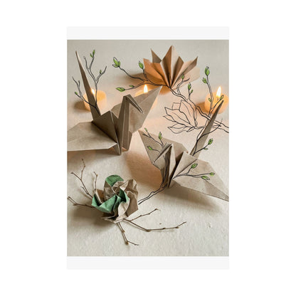Spring Paper Fold Minimal Line Wall Art Print | Cozy Decor