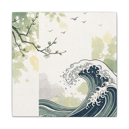Spring Ocean Wave Ukiyo E Inspired Canvas Art | Serene Decor