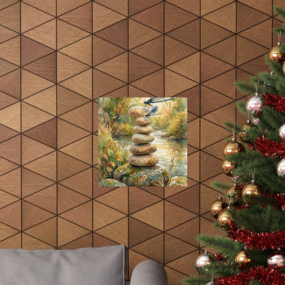 River Stones Summer Wall Art Print | Japandi Cozy Design