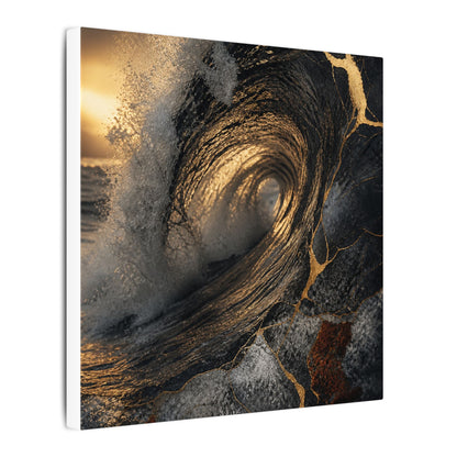 Kanso Ocean Wave Canvas Art - Kintsugi Gold Vein