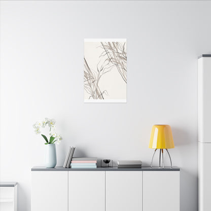 Neutral Shoji Screen Canvas Art - Minimal Line Japandi