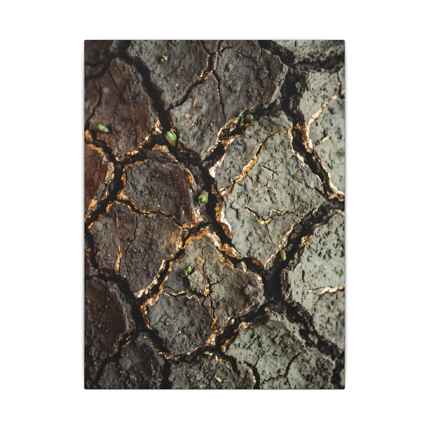 Earthy Cracked Earth Canvas Art - Japanese Pattern Japandi