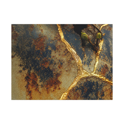 Datsuzoku Rust Patina Canvas Art - Kintsugi Crackle Gold