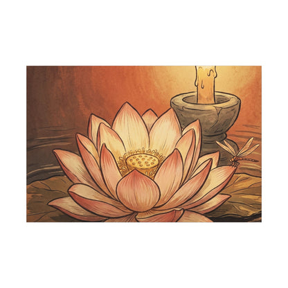 Lotus Flower Summer Canvas Art | Zen Contemplative Design