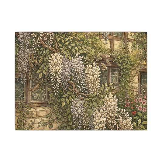 Fukinsei Wisteria Canvas Art - Cottagecore Vintage Botanical Art Print