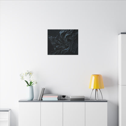 Dark Japandi Silk Drape in Moonlight | Moody Minimal Canvas Art