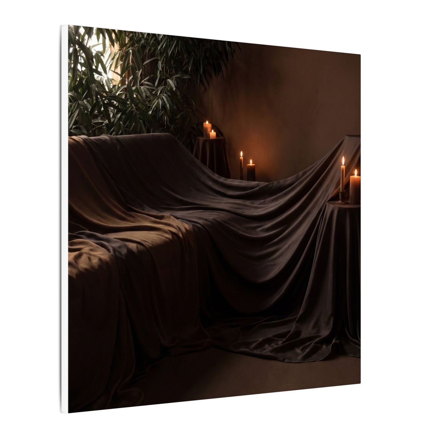Candlelight Silk Drape Canvas Art - Dark Japandi Ma