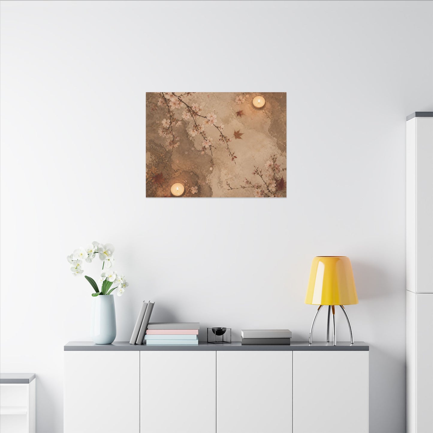 Cherry Blossom Canvas Art | Autumn Japandi Japanese Pattern Art