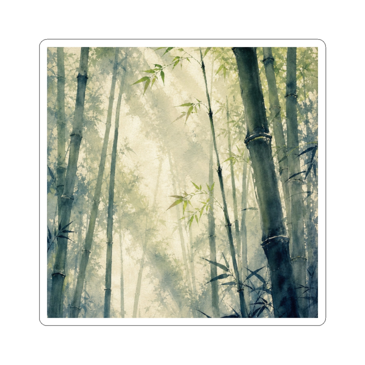 Spring Bamboo Grove Sumi E Sticker | Serene Decor