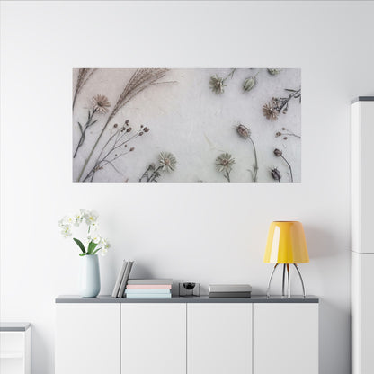 Dried Flowers Japanese Pattern Canvas Art | Elegant Japandi Art