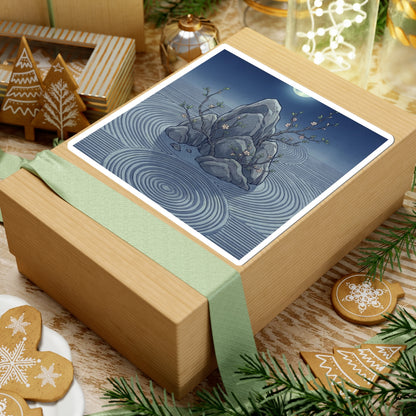 Rock Garden Ukiyo E Inspired Sticker | Contemplative Zen Art Art Print