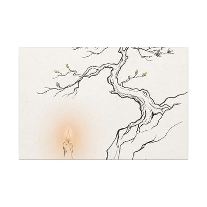 Candlelight Pine Tree Canvas Art - Japandi Shibui Art Print