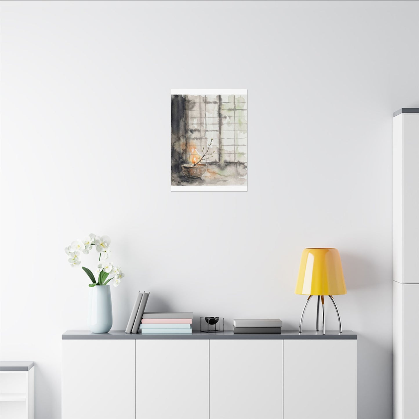 Shoji Screen Canvas Art | Spring Japandi Watercolor Art