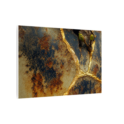 Datsuzoku Rust Patina Canvas Art - Kintsugi Crackle Gold
