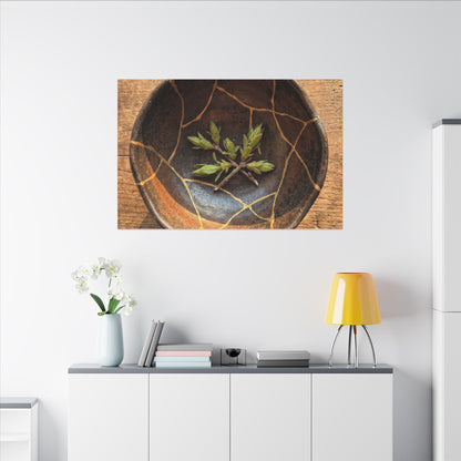 Ceramic Bowl Gold Repair Canvas Art | Resilient Kintsugi Art