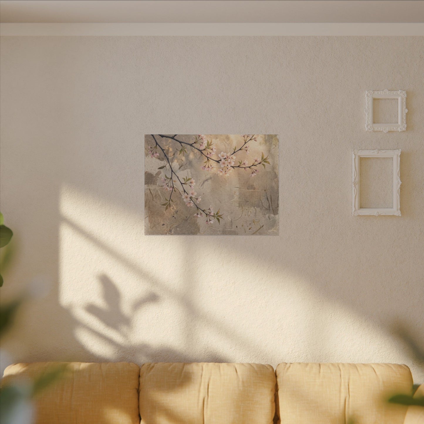 Summer Cherry Blossom Texture Canvas Art | Neutral Decor