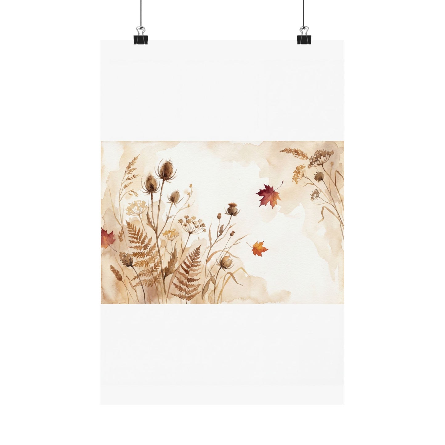 Dried Flowers Wall Art Print | Autumn Japandi Watercolor Art
