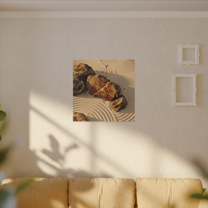 Kanso Rock Garden Canvas Art - Kintsugi Crackle Gold