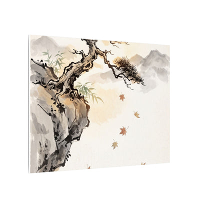 Peaceful Pine Tree Canvas Art - Sumi E Zen