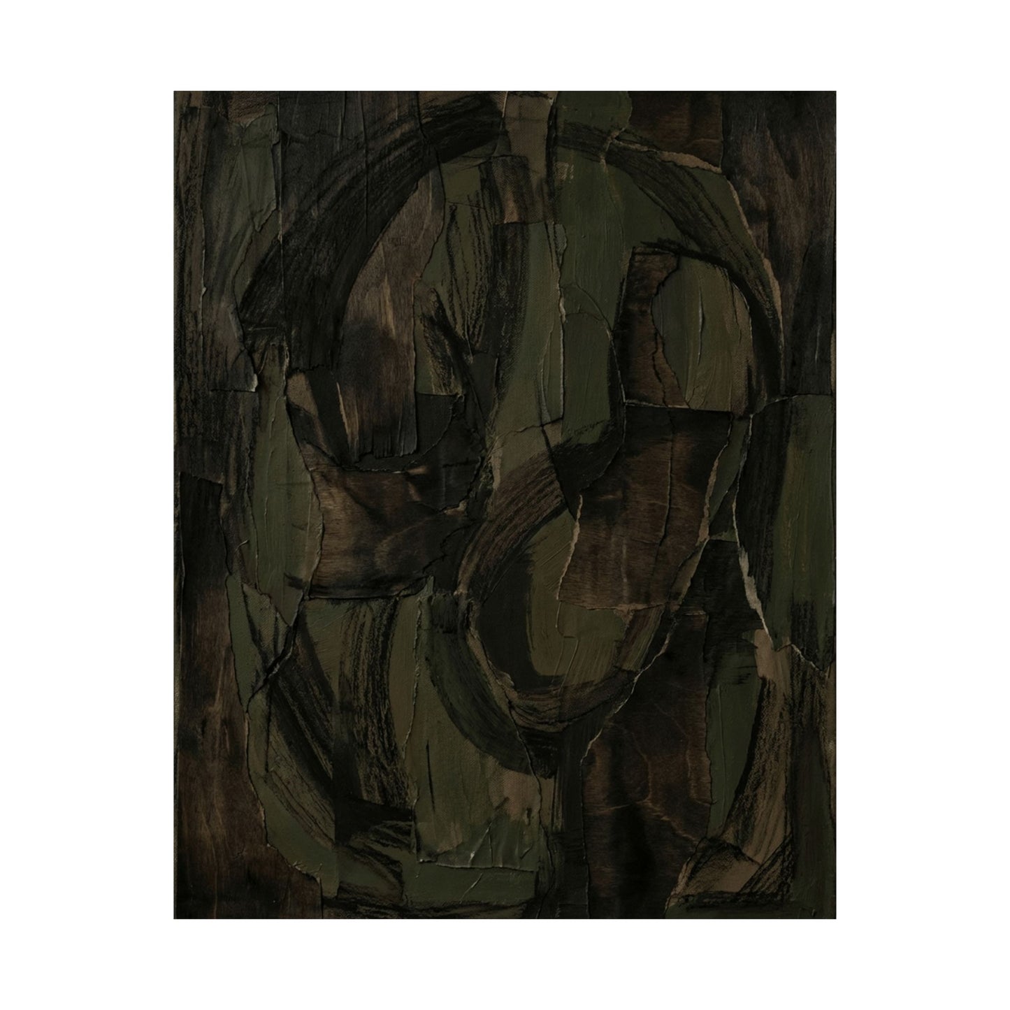 Mixed Media Dark Japandi Textured Wall Art Print