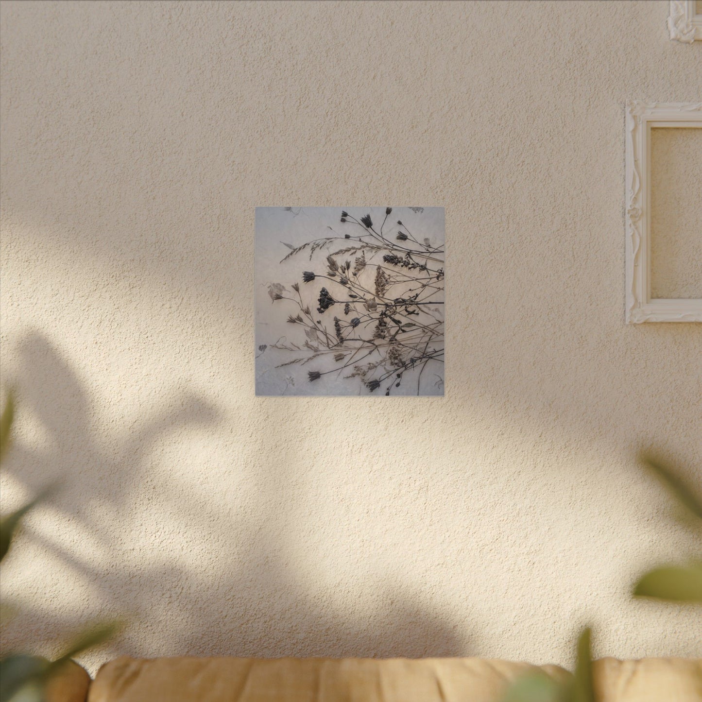 Elegant Dried Flowers Canvas Art - Japanese Pattern Japandi