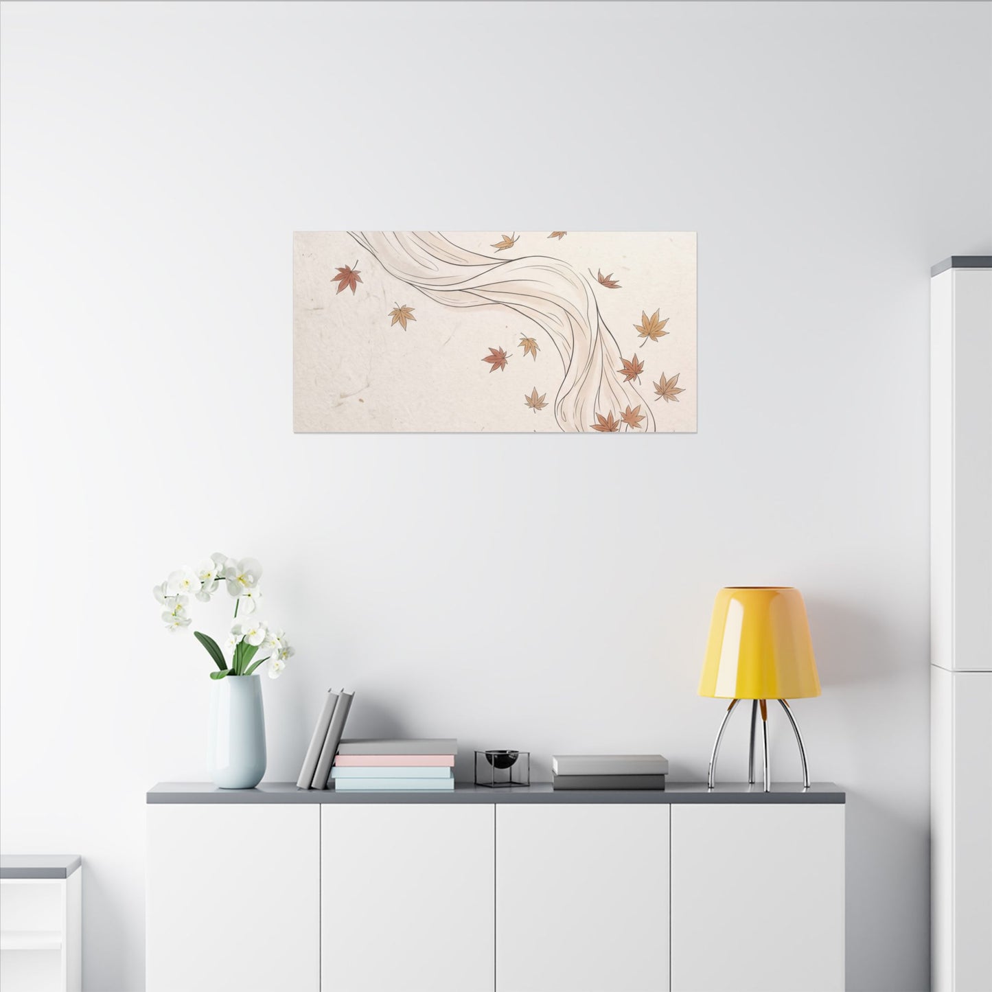 Japandi Silk Drape in Dawn | Minimal Line Canvas Art