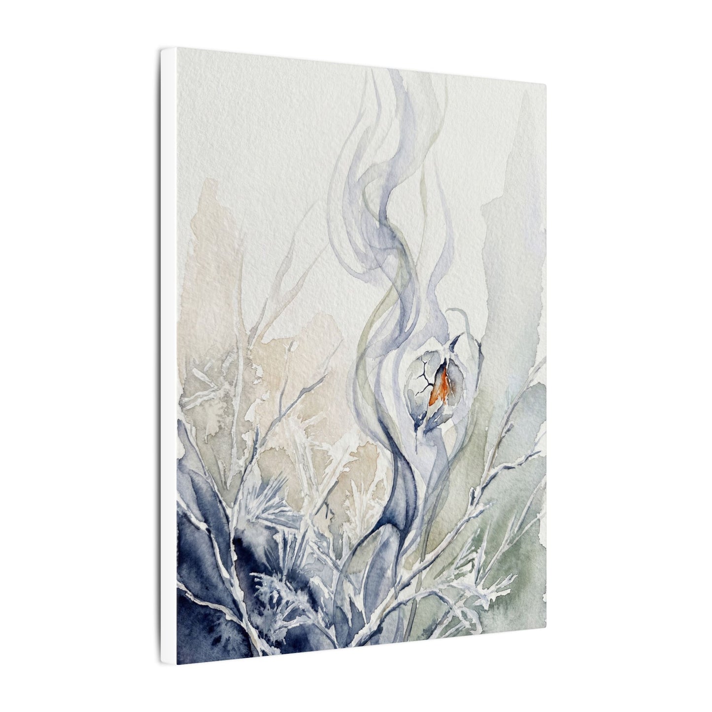 Earthy Incense Smoke Canvas Art - Watercolor Japandi