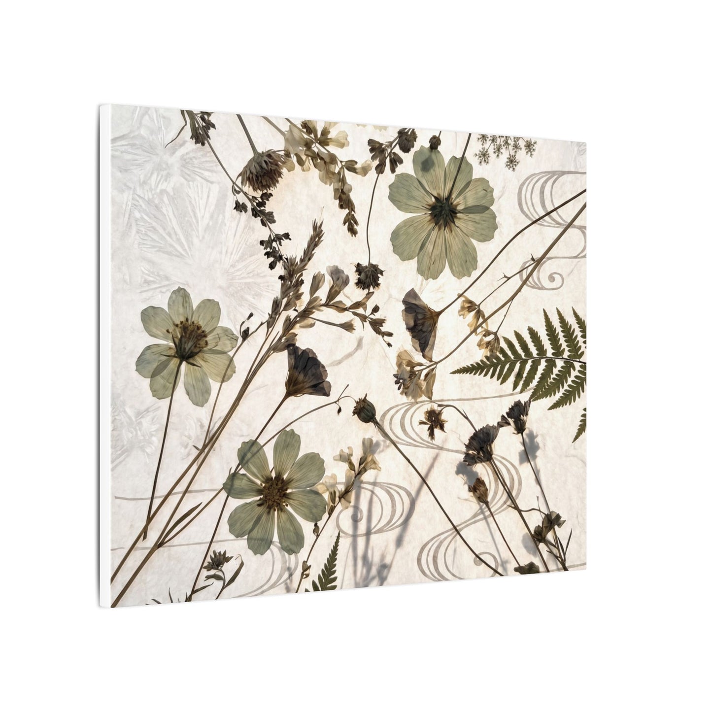 Japandi Dried Flowers in Golden Hour | Japanese Pattern Canvas Art