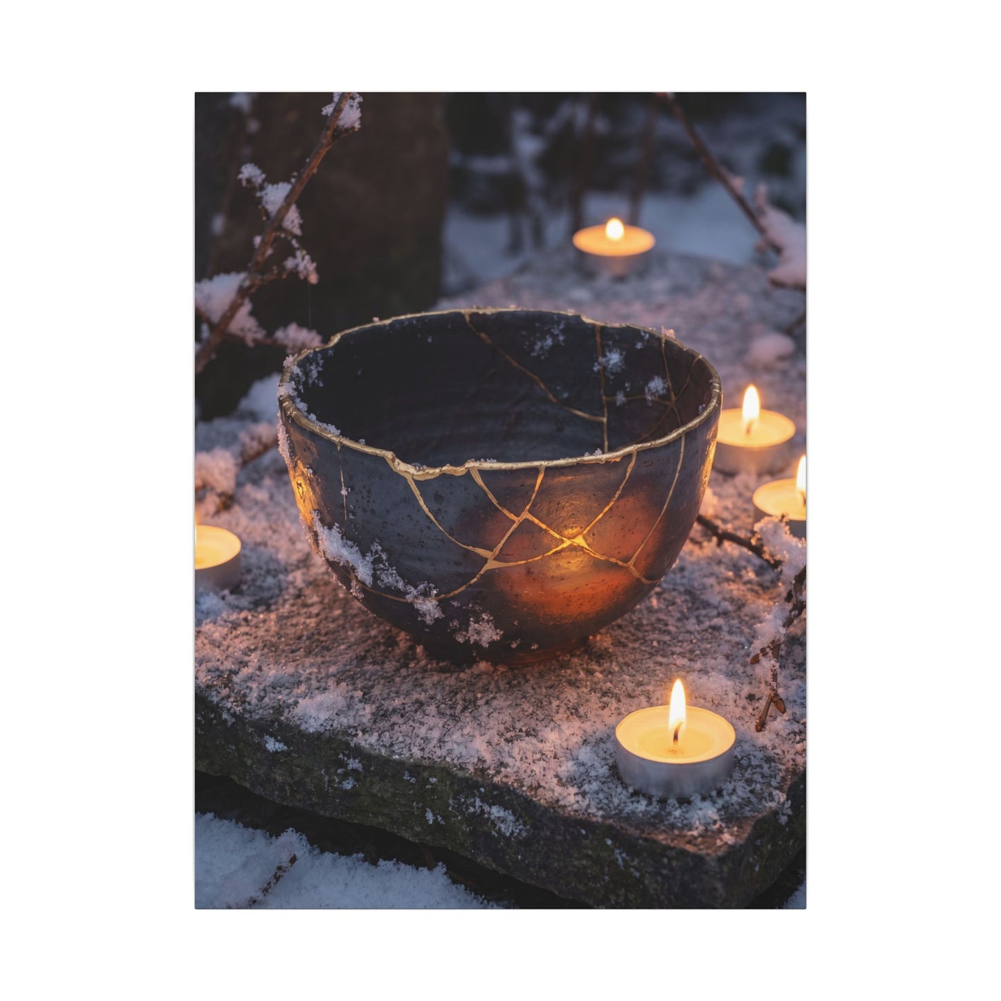 Ceramic Bowl Gold Repair Canvas Art | Beautiful Kintsugi Art