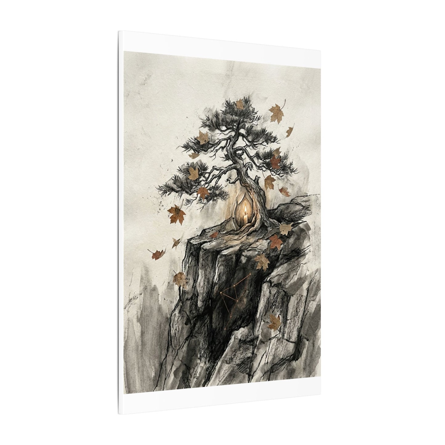 Pine Tree Autumn Canvas Art | Japandi Earthy Design