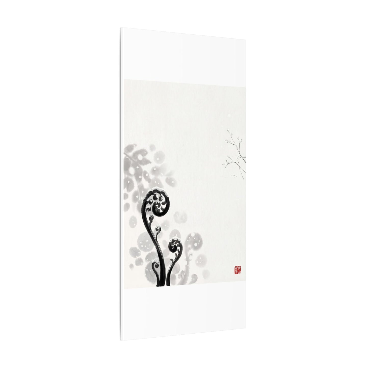 Winter Fern Unfurling Ukiyo E Inspired Canvas Art | Peaceful Decor
