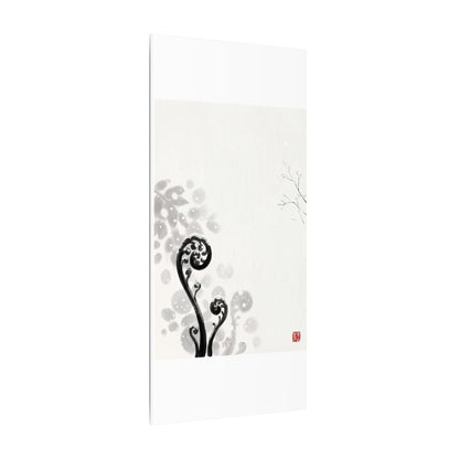 Winter Fern Unfurling Ukiyo E Inspired Canvas Art | Peaceful Decor