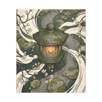 Zen Stone Lantern in Candlelight | Ukiyo E Inspired Canvas Art