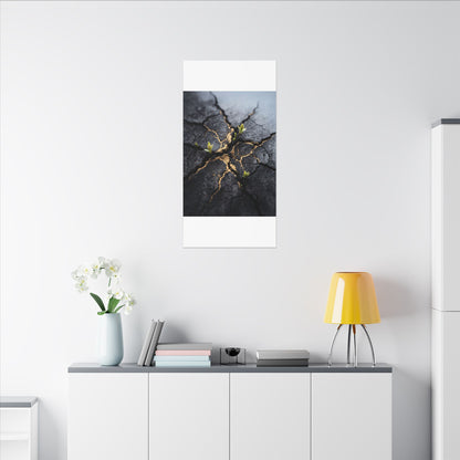 Ma Cracked Earth Canvas Art - Dark Japandi Charcoal Ink