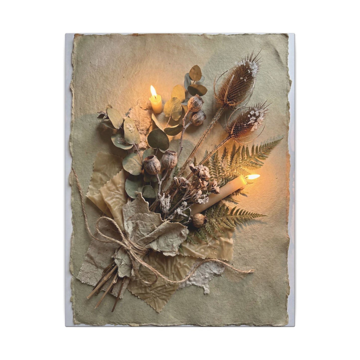 Dried Flowers Texture Canvas Art | Warm Japandi Art