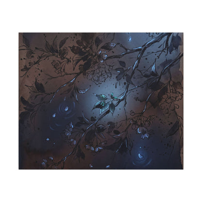 Bold Cherry Blossom Canvas Art - Charcoal Ink Dark Japandi