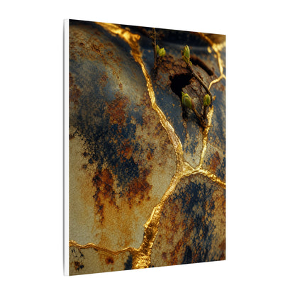 Datsuzoku Rust Patina Canvas Art - Kintsugi Crackle Gold