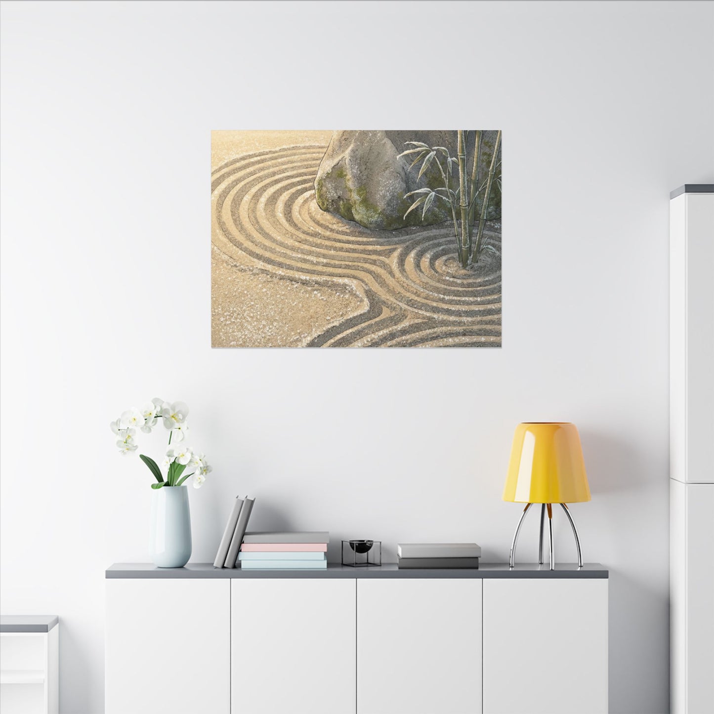 Rock Garden Winter Canvas Art | Zen Peaceful Design