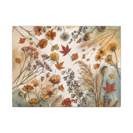 Dried Flowers Canvas Art | Autumn Japandi Watercolor Art