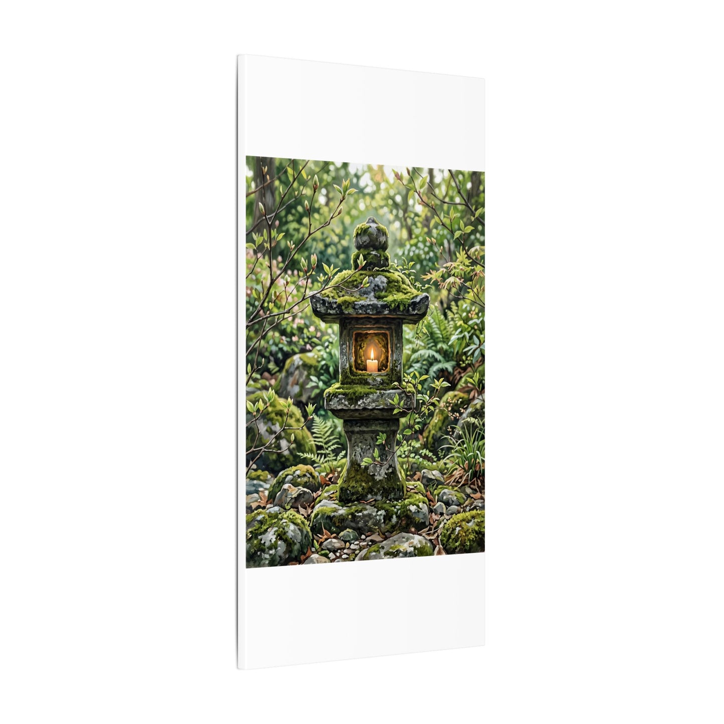 Neutral Stone Lantern Canvas Art - Japanese Pattern Japandi